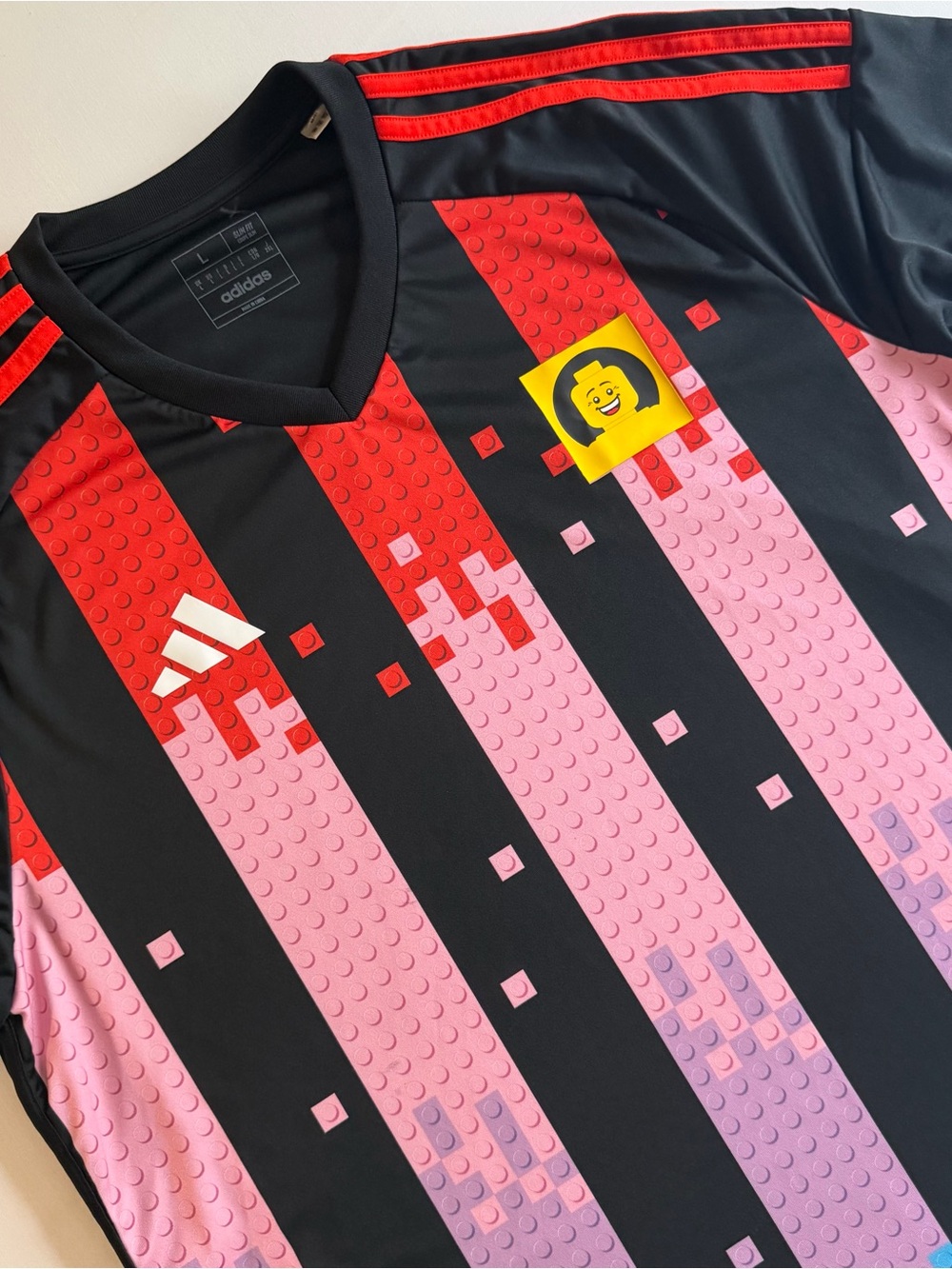 Adidas Lego Soccer Jersey Men L SLIM Y2K Building Blocks Toys Team Shirt